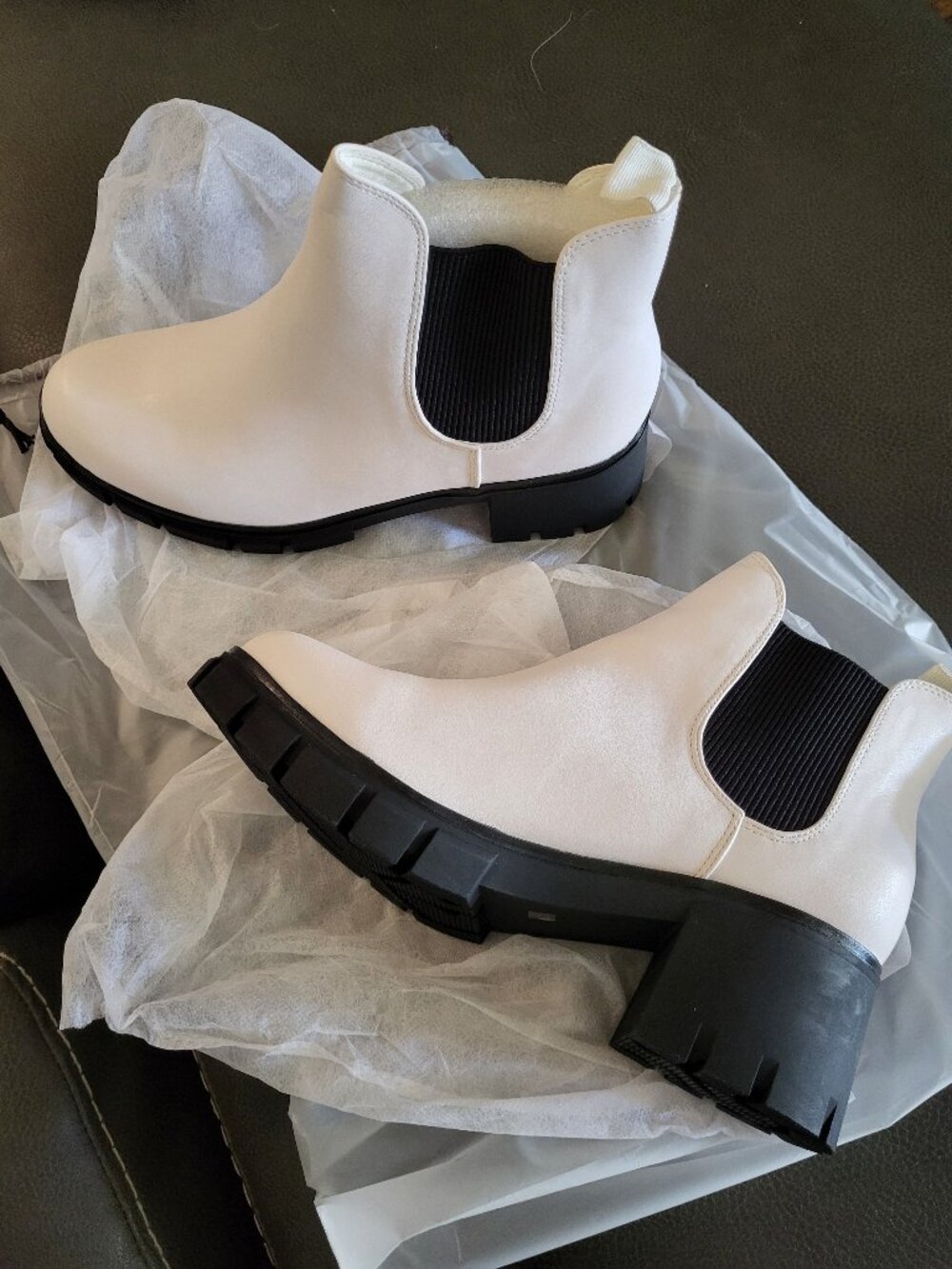 White Lug Sole Short Boots